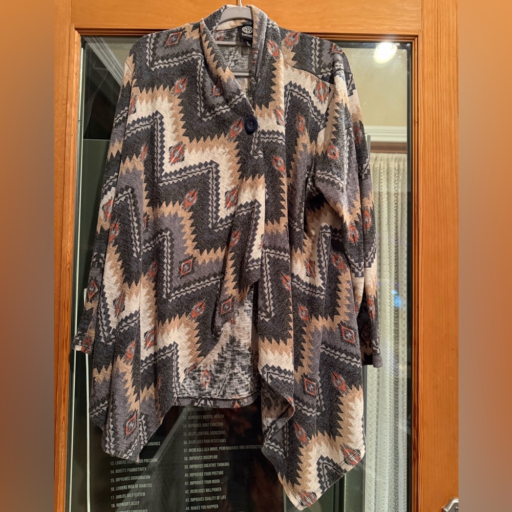 Bobeau Zigzag Patterned Sweater - Black, Gray, Cream, Brown